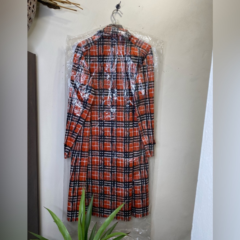 BURBERRY Scribble Check Car Coat In Bright Military Red Size 38 US (M) $4620 - Picture 14 of 15